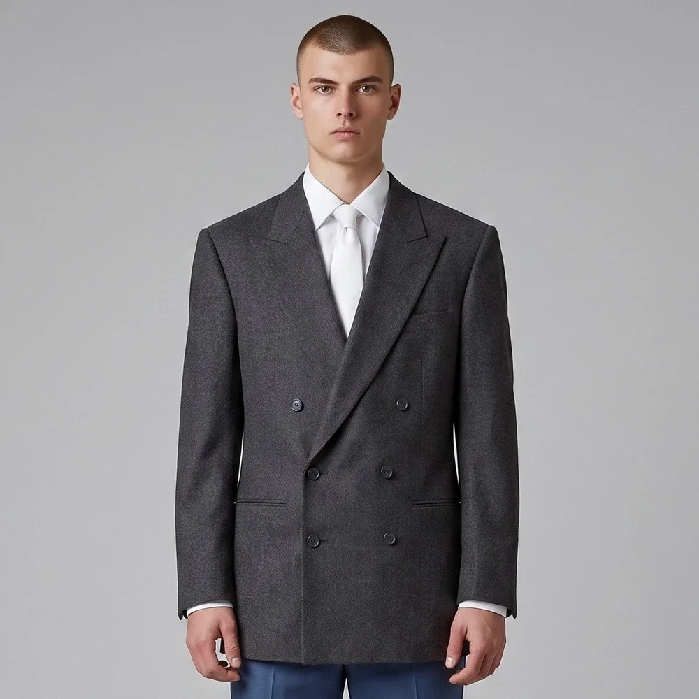 Vintage Ermenegildo Zegna Blazer 50 40R Double Breasted Peak Lapel Wool Italy